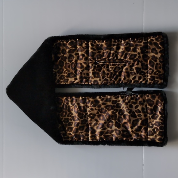 White House Black Market Faux-Fur Leopard Print Scarf Wrap Puffer Stole - Picture 2 of 10